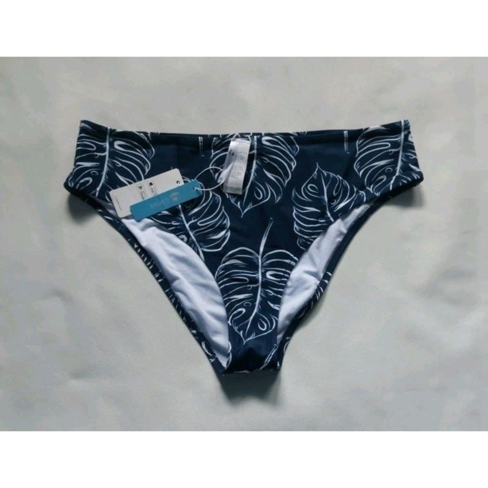 Cupshe Bikini Swimsuit Bottoms Womens XXL Blue Leaf Print Hipster Lined